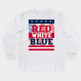 RED WHITE BLUE chemise vintage du 4 juillet, t-shirt du 4 juillet, 4 juillet usa, 4 juillet drapeau Kids Long Sleeve T-Shirt